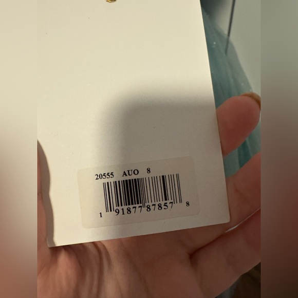 NWT $498 MAC DUGGAL Green Strapless Glitter Tulle Gown DRESS BALL RUFFLES 20555 - Picture 5 of 5